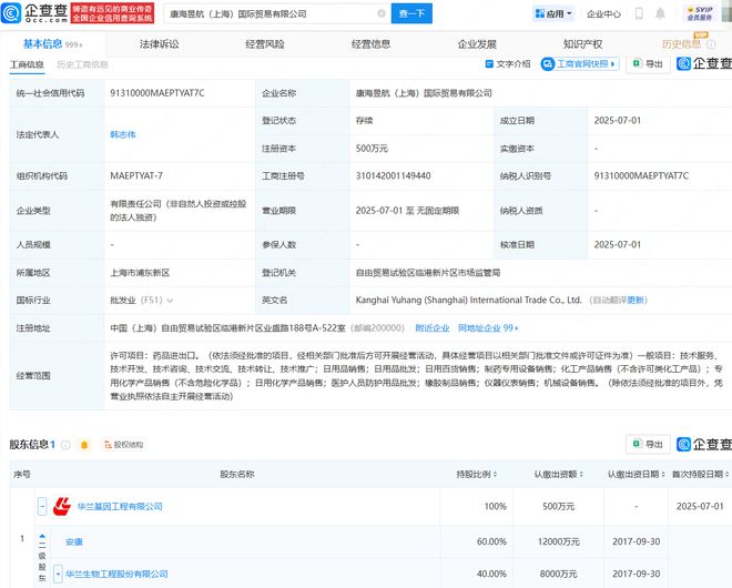 華蘭生物跨界投資，攜手成立國際貿易公司進軍機械設備銷售